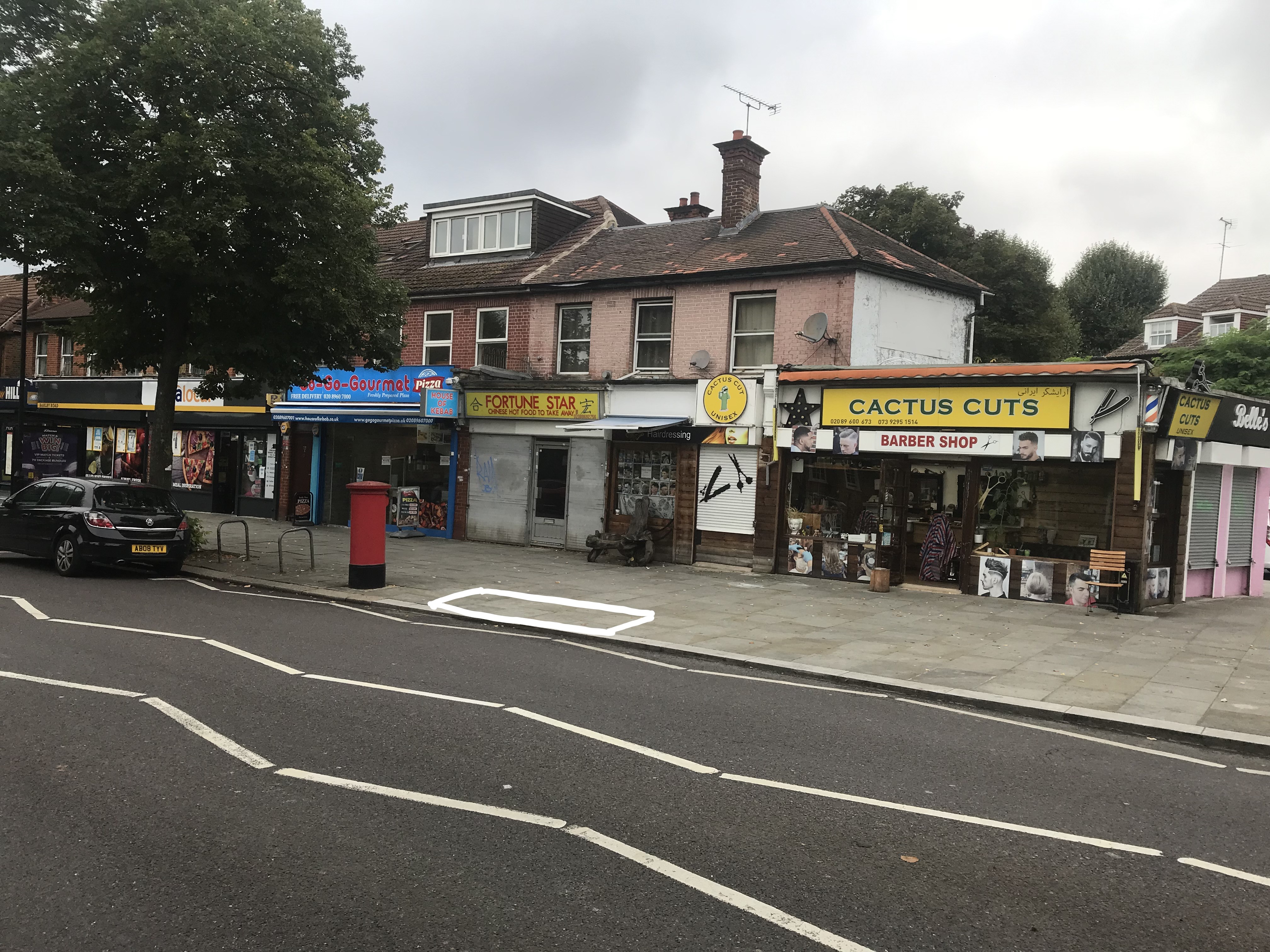 The proposed bay is on the footway, by the kerbside, outside 77 Barlby Road