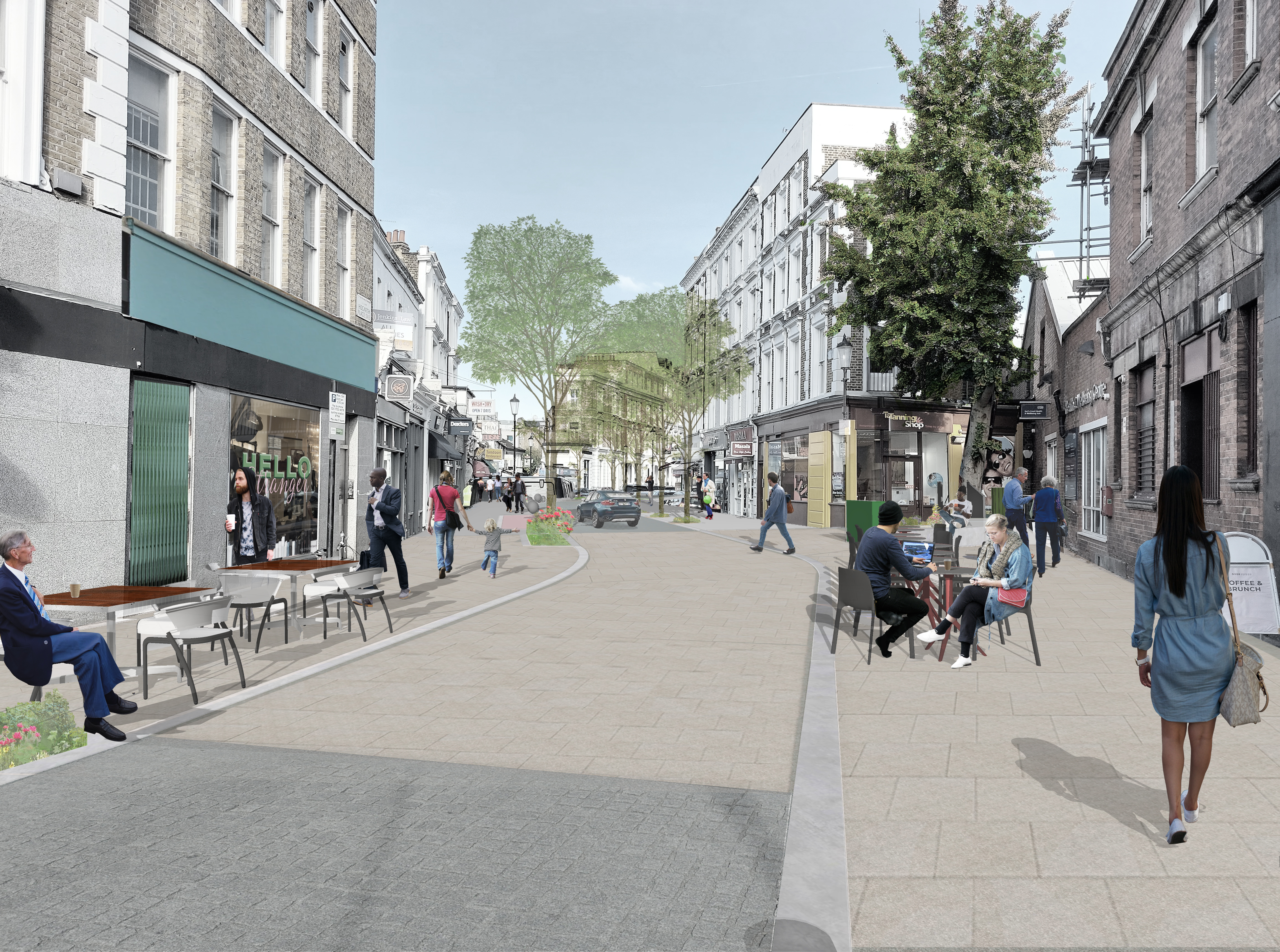 A digital artists impression of Hogarth Road showing the proposed changes
