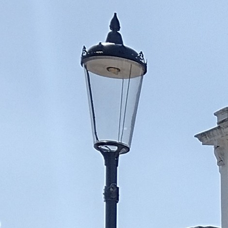 This is a photo of a new lamp post in a traditional Victorian style.