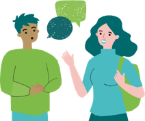 Two people talking