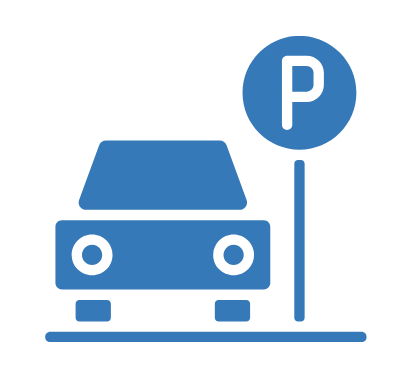 Blue vector image car with a parking sign