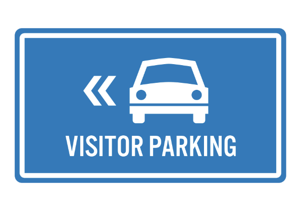 Blue vector sign with a white car and the words "visitor parking"